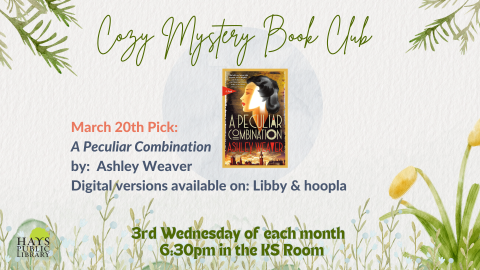 Cozy Mystery Book Club - A Peculiar Combination by Ashley Weaver 