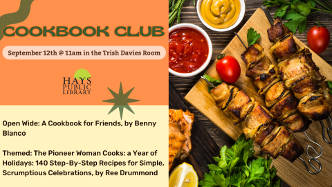 This months books are Open WIde: A Cookbook for Friends by Benny Blanco and The Pioneer Woman Cooks: A Year of Holidays: 140 Step-By-Step Recipes for Simple, Scrumptious Celebrations