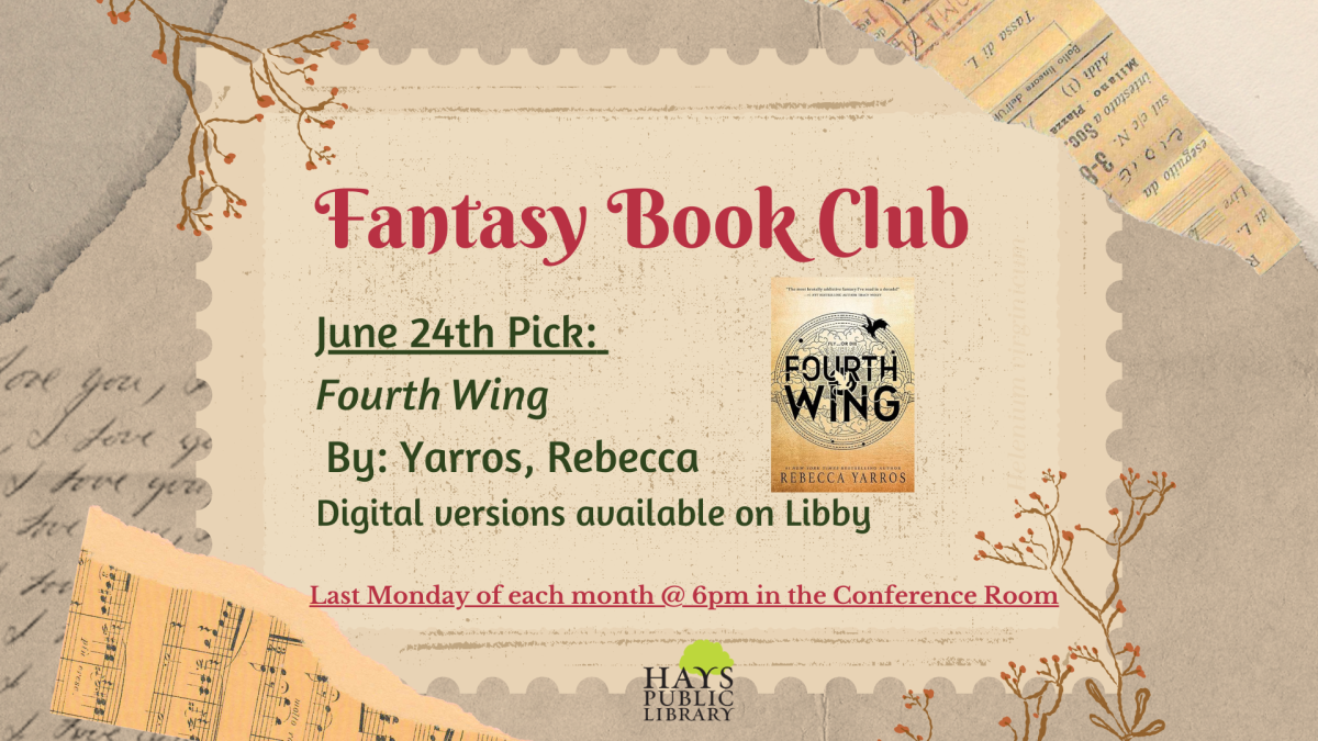 Fantasy Book Club.  Book Selection is Fourth Wing by Rebecca Yarros